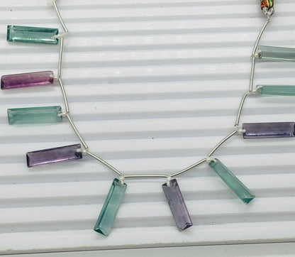 10 Pieces Natural Multi Fluorite Baguette Step cut Faceted Gemstone beads Size 20X6X4mm Gift for her BBI1128