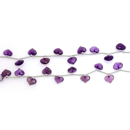 Natural Amethyst Smooth Heart Gemstone Beads 10 Pcs