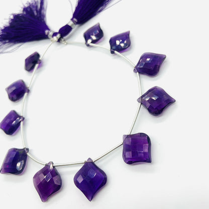 Natural Amethyst Hand Carved Fancy Cut Gemstone Beads 10 Pcs