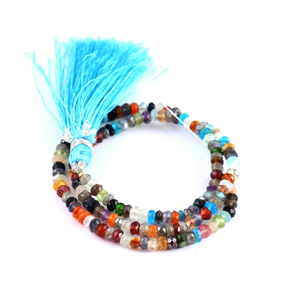 AAA Natural Multi Gemstone Faceted Rondelle Beads , Semi Precious Gemstone Beads Rondelle ,Faceted beads , 4mm 13 Inch SKU-BBI669