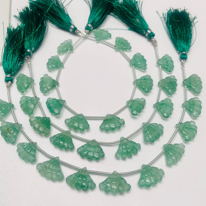 10 Pcs Natural Green Strawberry Triplet Carved Tree Shape Briolette Side Drill Beads Size 13x16x5mm fancy shape briolette for jewelry making