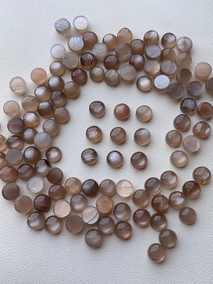 Natural Chocolate Moonstone Smooth Round Gemstone Cabochon, CALIBRATED Loose Stone Cab, Round Jewelry Cabochons Semi Precious Cabochons