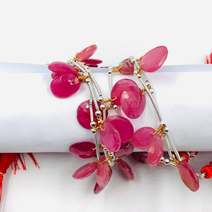 10 Pcs Natural Red Ruby Rose Cut Slice Cabochons | Freeform Flat Back Gemstones