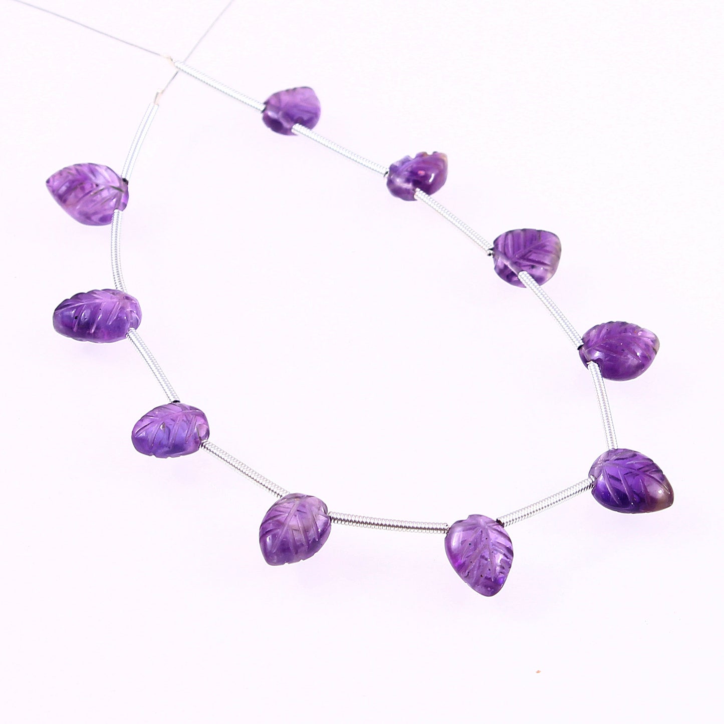 Natural Amethyst Leaf Gemstone Beads