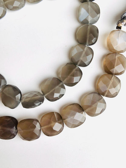 Natural Grey moonstone Faceted Cushion Shape Gemstone Center drill cushion for Jewelry Making Square shape gemstone gift for her Size 10mm