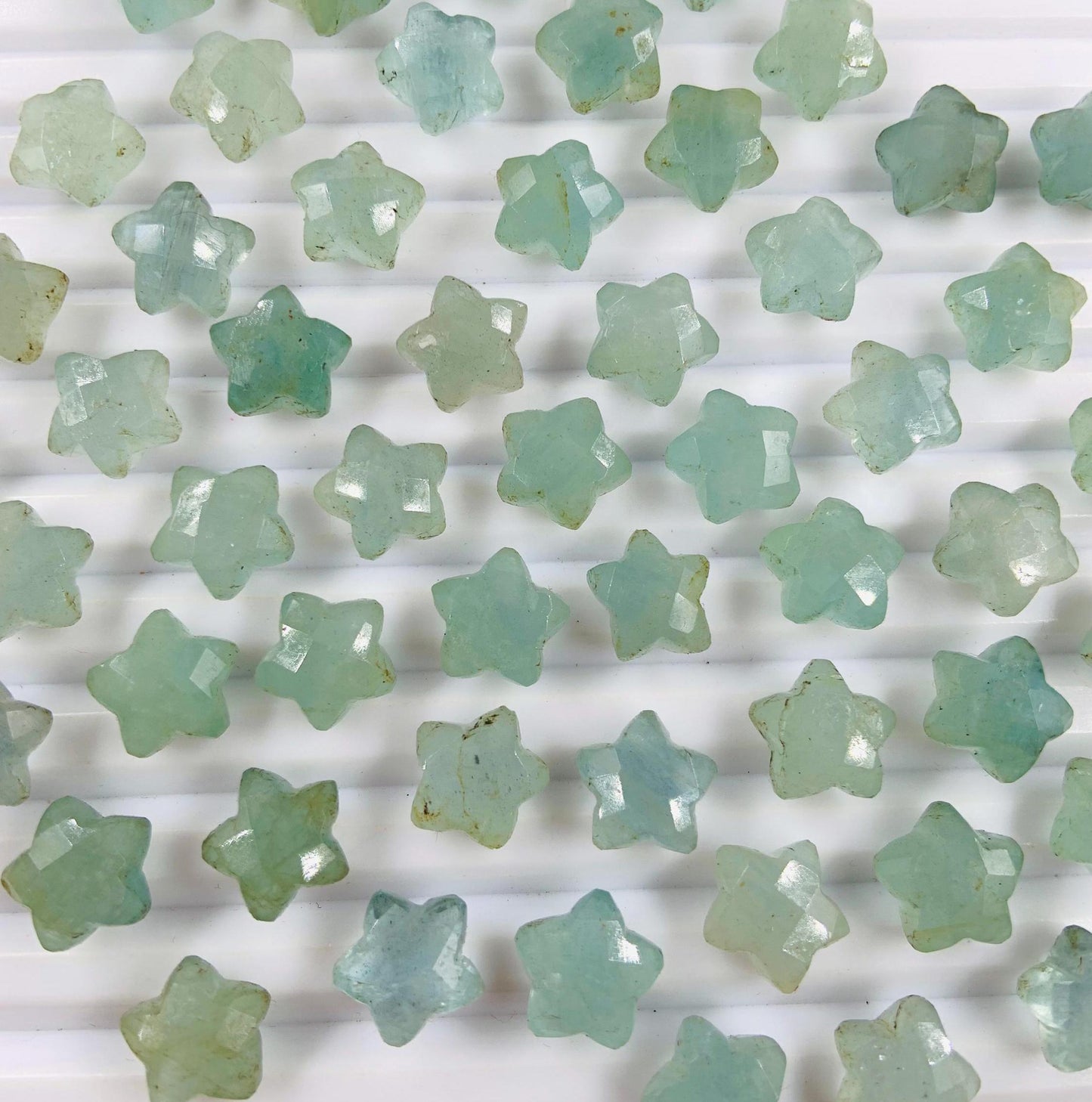 2 Pieces Natural Aquamarine Faceted Star Shape Gemstone, Hand Carved Star Briolette, Size 10 mm, jewelry Supplies, loose Stone, SKU - BBI103