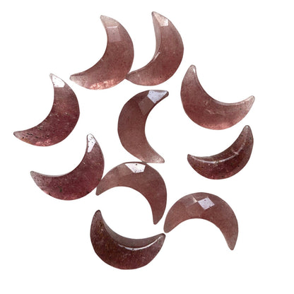2 Pieces Natural Red Strawberry quartz, Crescent moon shape gemstone, carving gemstone, natural gemstone, moon shape gemstone, size 7x16mm