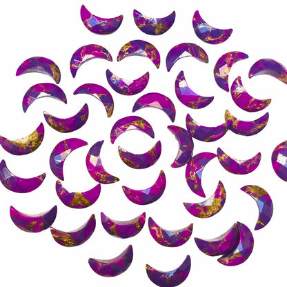 2 Pieces Purple Copper Turquoise Moon , Crescent moon shape gemstone, carving gemstone, Moon shape gemstone, Size 7x16mm SKU-BBI036