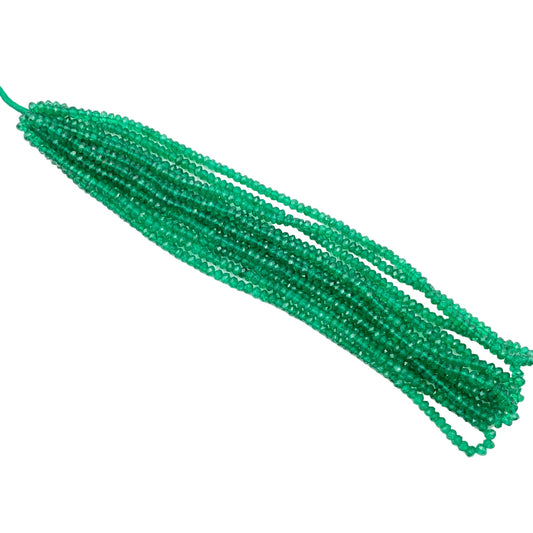 Natural Green Onyx Quartz Rondelle Faceted Beads, Natural Green Onyx Semi Precious Gemstone Faceted Rondelle Beads for Women Jewelry BBI625