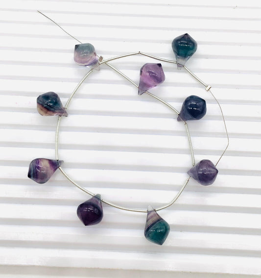 10 Pieces Natural Multi Fluorite Trolleite Slanted Smooth Gemstone Beads Size 12x17mm Trolleite for Jewelry Making BBI960