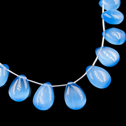 Blue Monalisa Smooth Pear Shape Gemstone Briolette, Side Drilled Pieces, Teardrop Shape Strand, Jewelry Supplies , SKU-BBI726