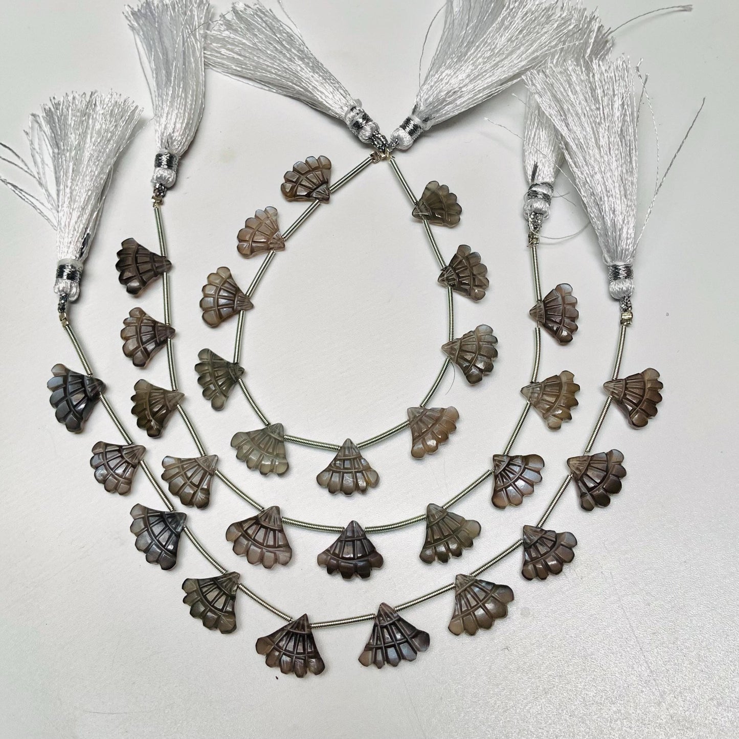 10 Pcs Natural Grey moonstone Triplet Carved Tree Shape Briolette Side Drill Beads Size 13x16x5mm fancy shape briolette for jewelry making