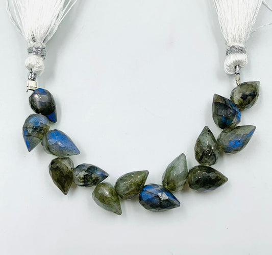 Natural Labradorite Buds Beads - Faceted Gemstone Briolette 4 inch