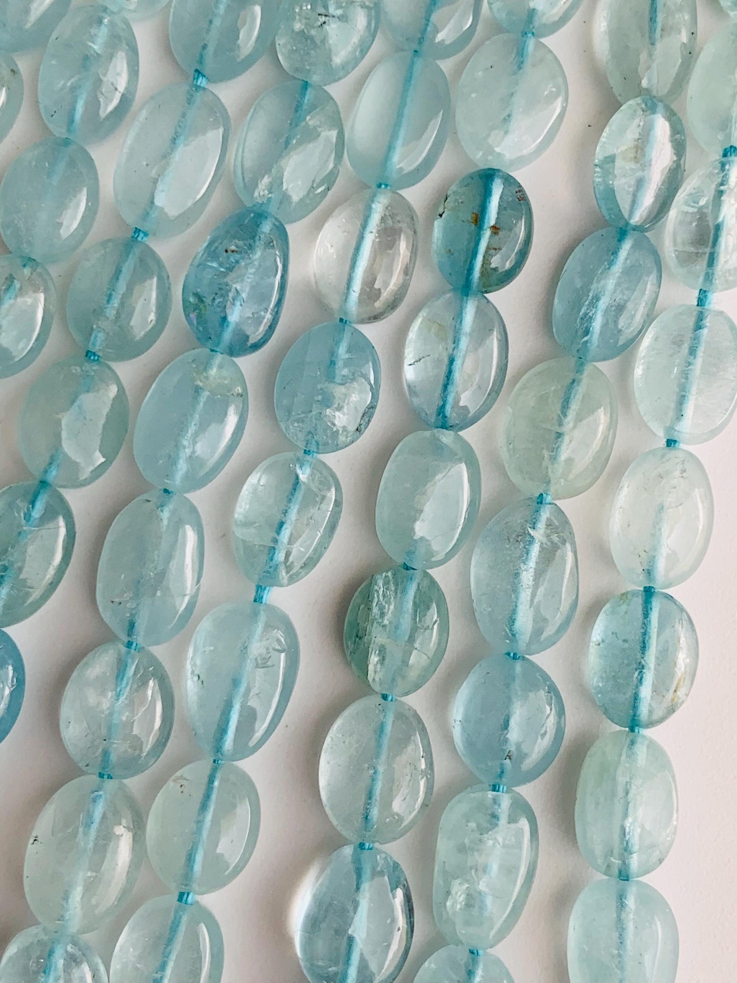 Natural Aquamarine Smooth Oval Nugget Beads Uneven Freeform Gemstone