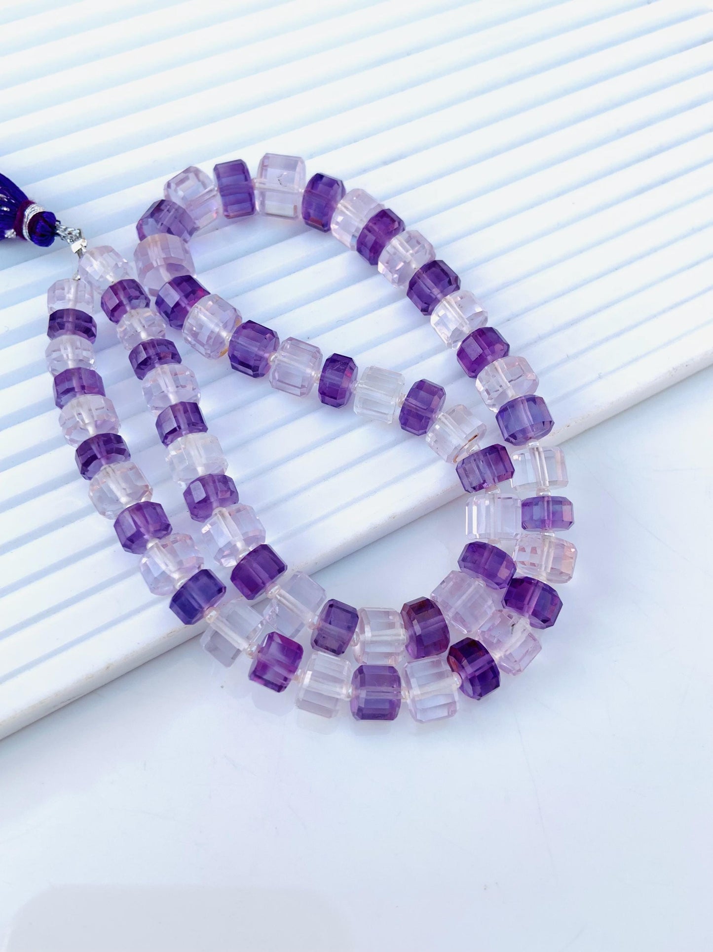 Natural Amethyst Faceted Tyre Gemstone Beads 15" Strand