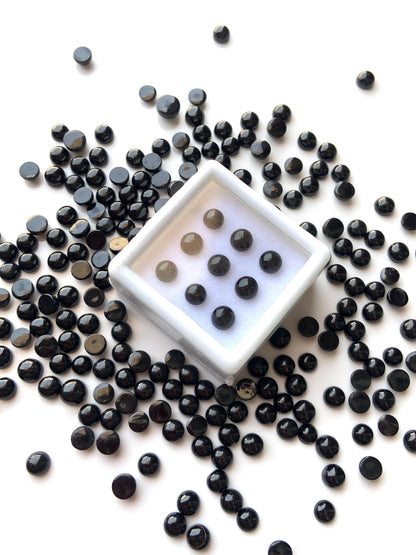 Black Tourmaline Cabochons: Smooth Round Gemstone, Jewelry Making - 10 Pcs