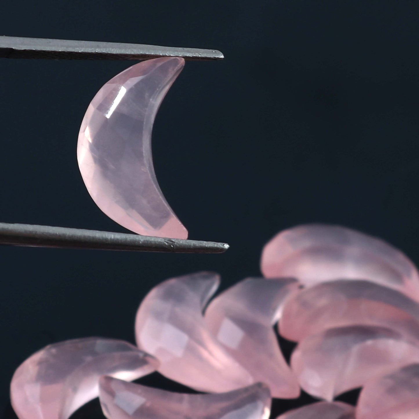 Natural Rose Quartz Faceted Loose Gemstone Crescent moon , Carving Gemstone, Natural Gemstone, Moon Shape Loose Gemstone, 7x16mm  BBI009