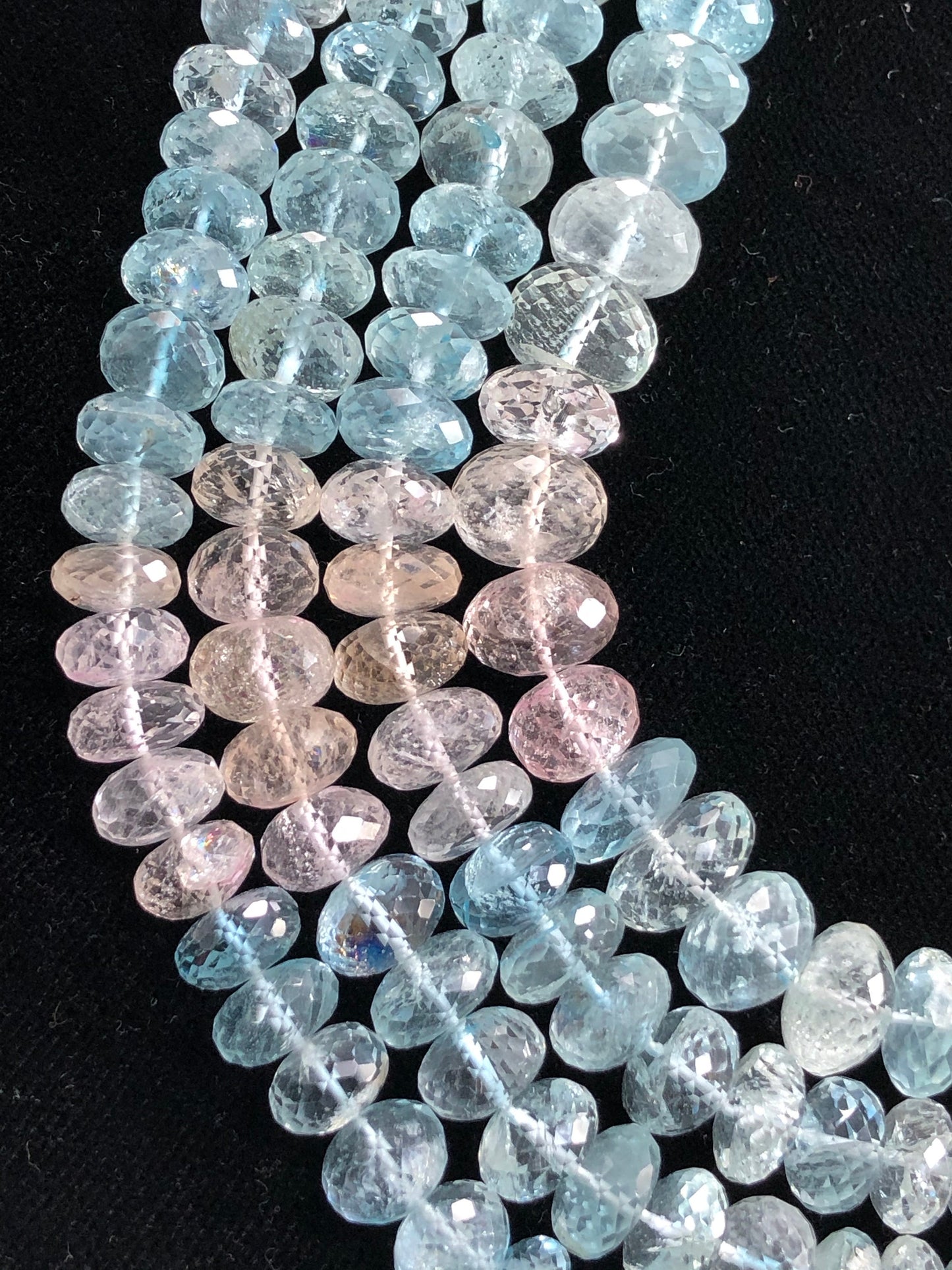 Natural Multi Aquamarine 9mm–11mm Faceted Rondelle Gemstone Beads