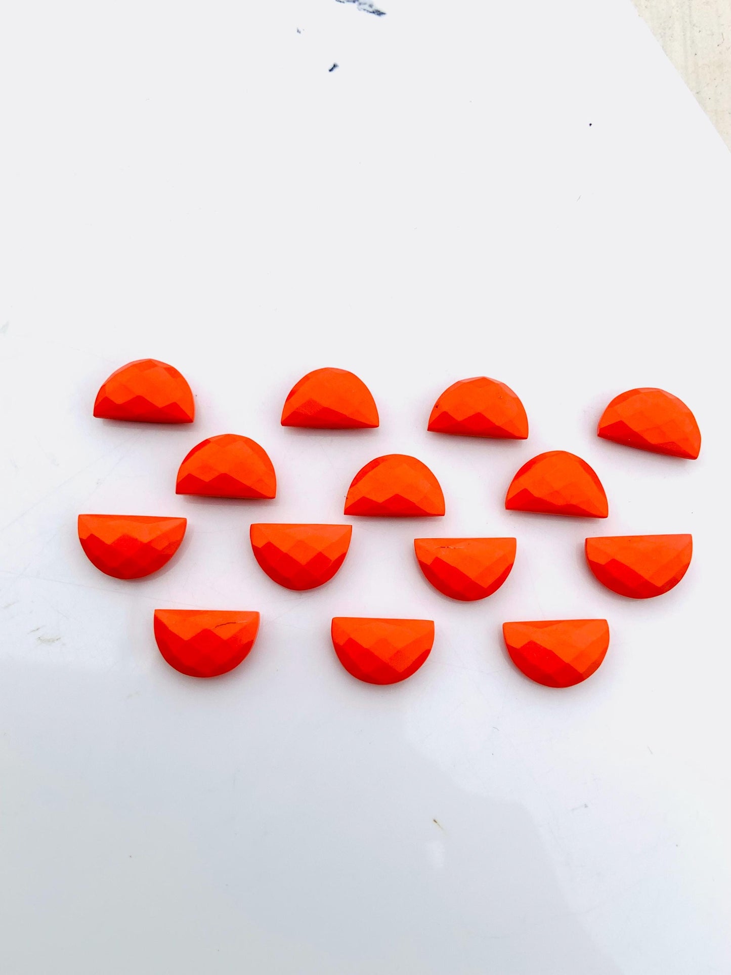 Synthetic Red Coral Semi circle Faceted Half Moon "D Shape gemstone Beads, Size 10x16 mm Carving Gemstone Beads For Jewelry gift for her