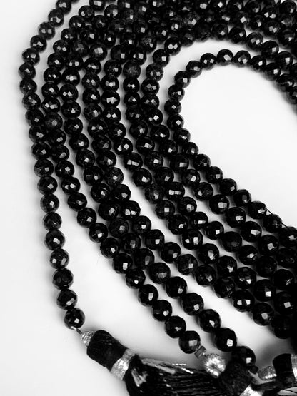 Natural Black Spinel Faceted Rondelle Beads | 5mm | 13 Inch Strand
