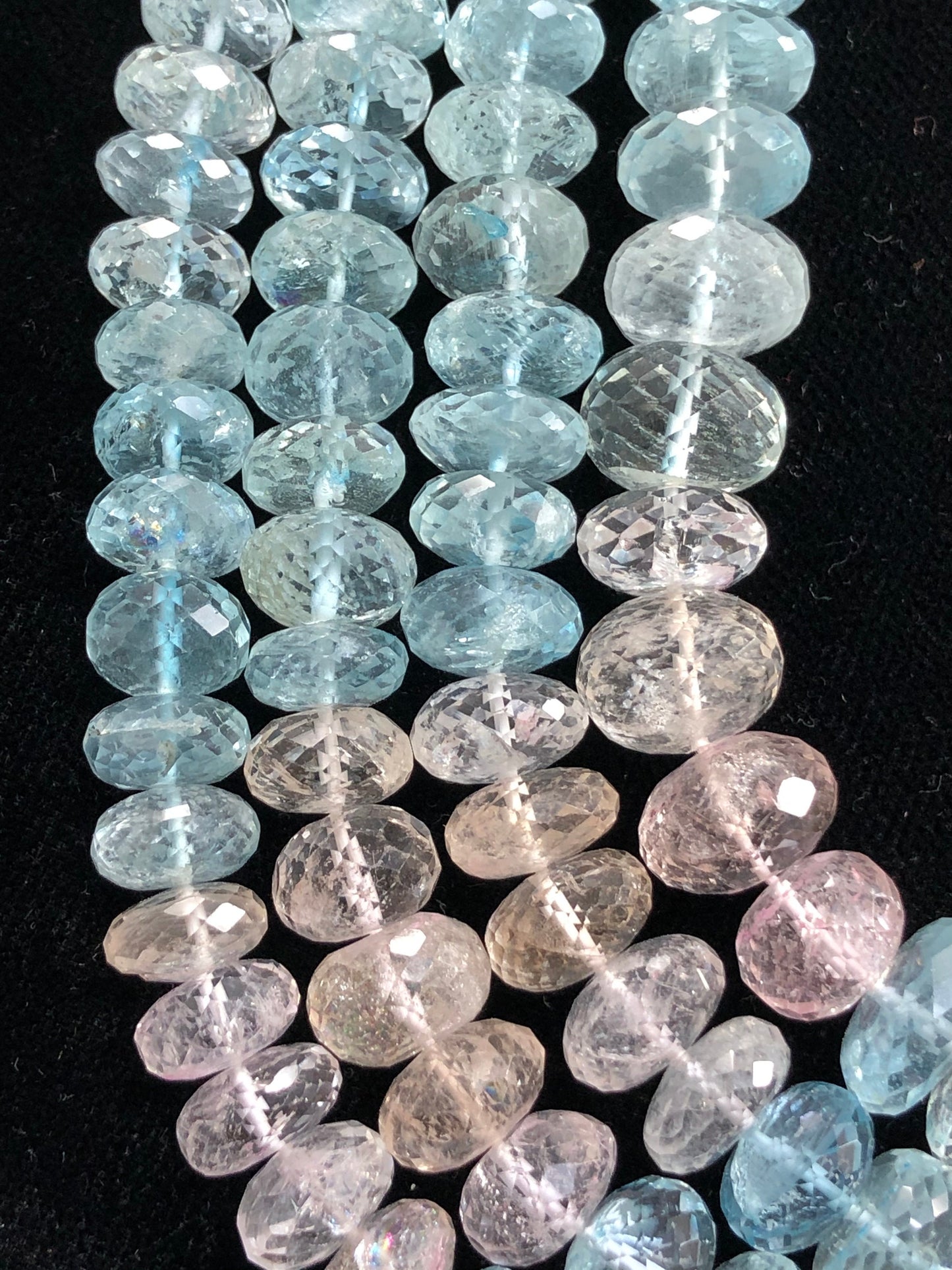 Natural Multi Aquamarine 9mm–11mm Faceted Rondelle Gemstone Beads