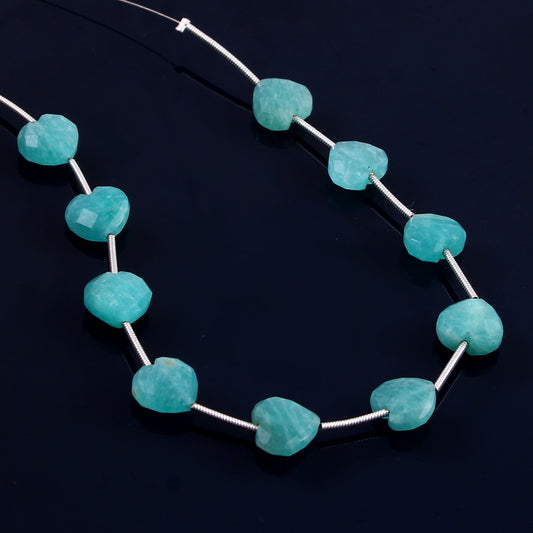 10mm Natural Heart Blue Amazonite Gemstone Beads Necklace Gift For Her, Faceted Amazonite Necklace, A Precious Gift For Her BBI325