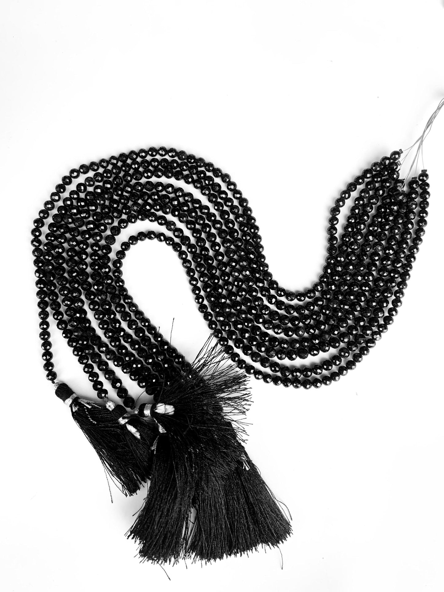 Natural Black Spinel Faceted Rondelle Beads | 5mm | 13 Inch Strand