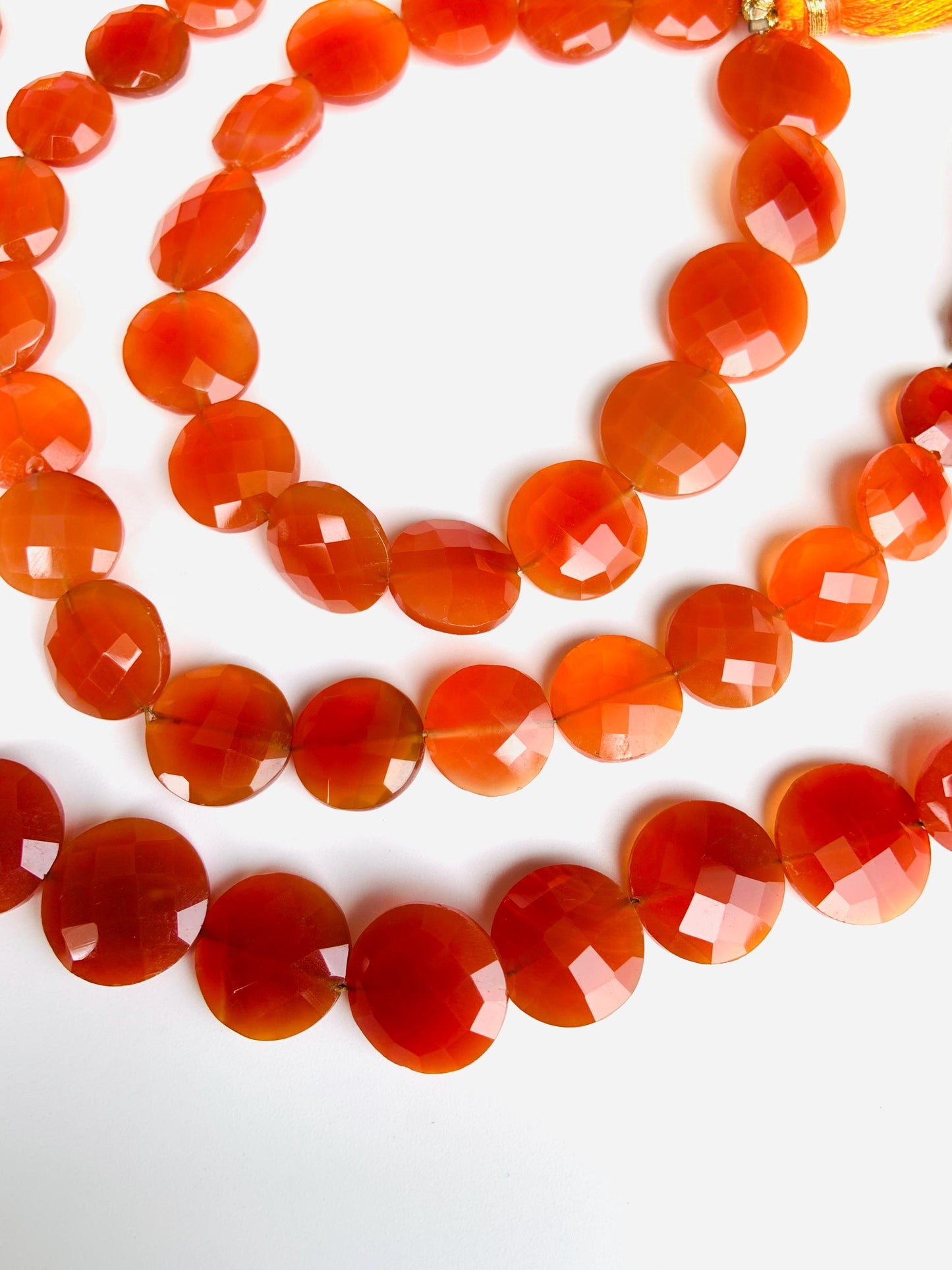 Natural Carnelian Faceted Round Beads 12-14mm – 15 Pcs for Jewelry Making