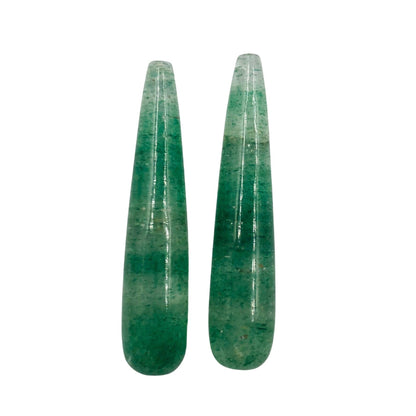 2 Pcs Natural Green Aventurine Drop Smooth Loose Gemstone Briolette, Earring Jewelry Making, Size -7mmx34mm SKU- BBI323