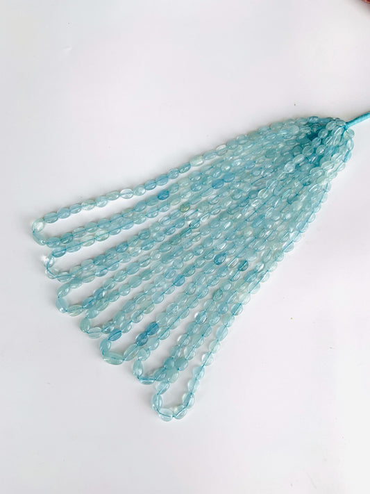 Natural Aquamarine Smooth Oval Nugget Beads Uneven Freeform Gemstone
