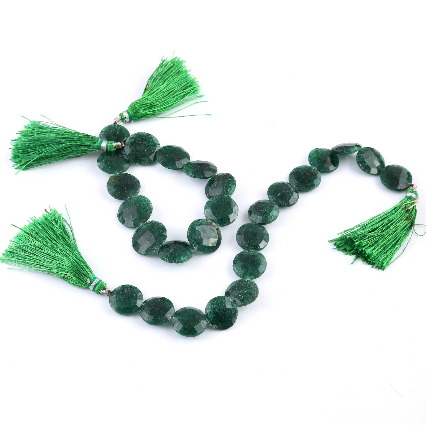 Natural Green Aventurine Faceted Coin Shape Briolette , Gemstone Handmade Briolette , Aventurine Coin Gemstone Beads , Coin Beads , BBI811
