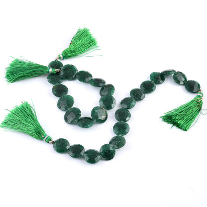 Natural Green Aventurine Faceted Coin Shape Briolette , Gemstone Handmade Briolette , Aventurine Coin Gemstone Beads , Coin Beads , BBI811