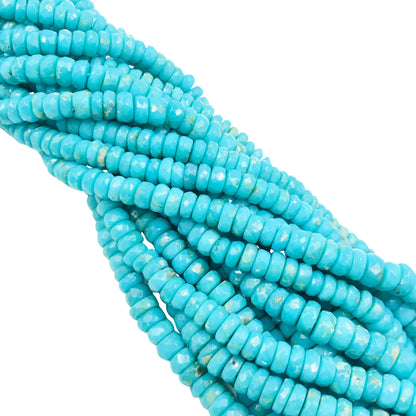 Natural Arizona Turquoise Faceted Rondelle Beads , Arizona Turquoise Gemstone Beads , Turquoise Rondelle Beads For Jewelry , SKU - BBI1347