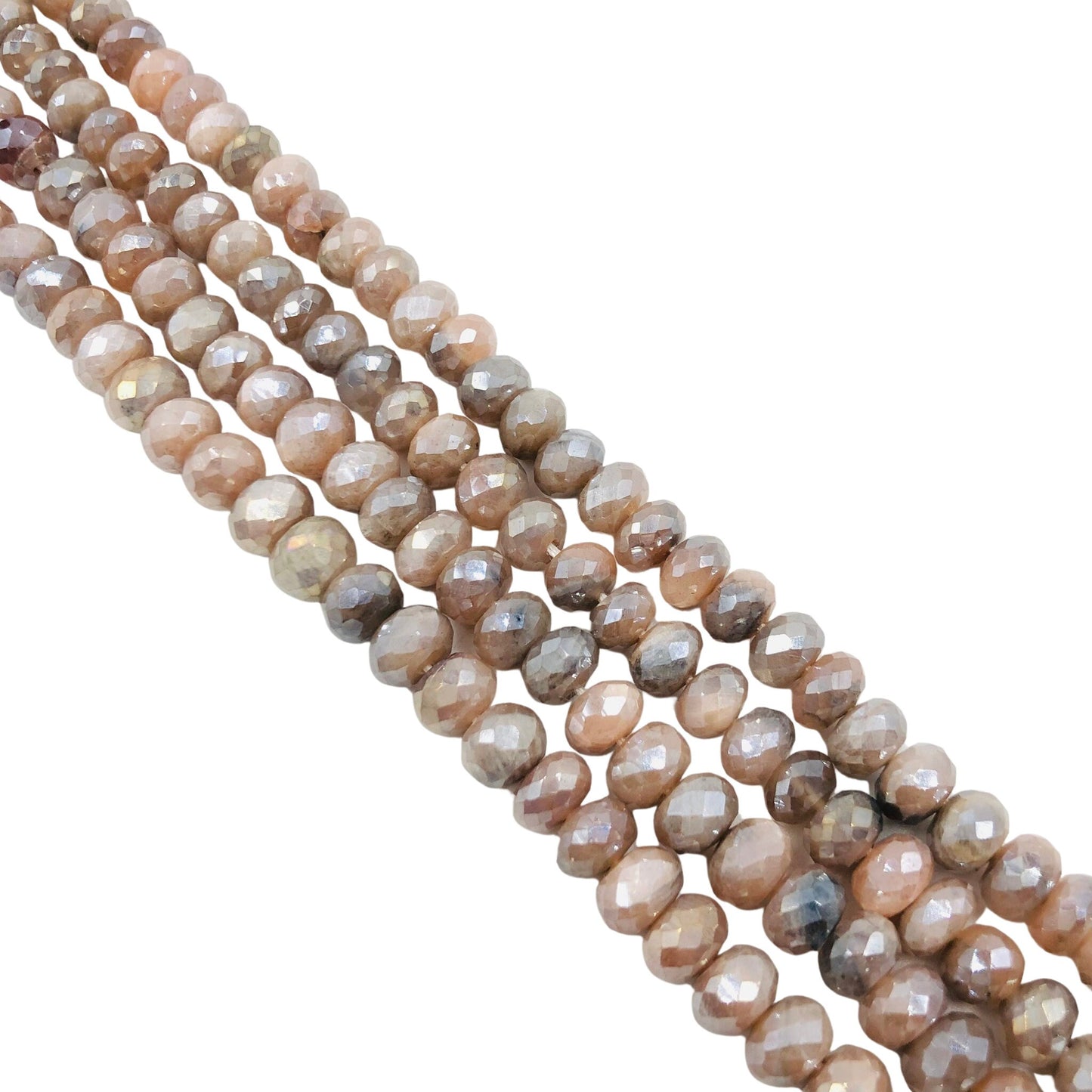 AAA Quality Natural Chocolate Moonstone Silver Coating Rondelle Beads, Faceted Rondelle Beads Briolette, Jewelry Making, SKU - BBI509