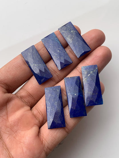 6 Pieces Natural Lapis Lazuli faceted Rectangle Shape face drill Gemstone beads, Size 12x60mm Earring making gemstone briolette gift for her