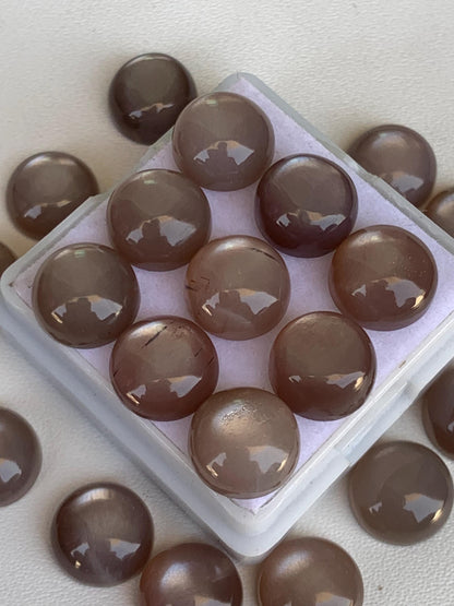 Natural Chocolate Moonstone Smooth Round Gemstone Cabochon, CALIBRATED Loose Stone Cab, Round Jewelry Making Cabochon Semi Precious Cabochon