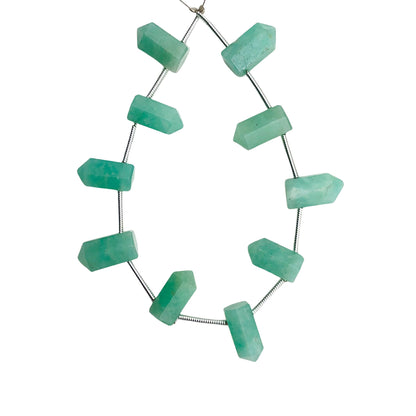10 Pieces Natural Amazonite Faceted Pencil Shape Gemstone, Size 6x12mm, One Side Point Pencil Fancy Briolette, SKU- BBI735