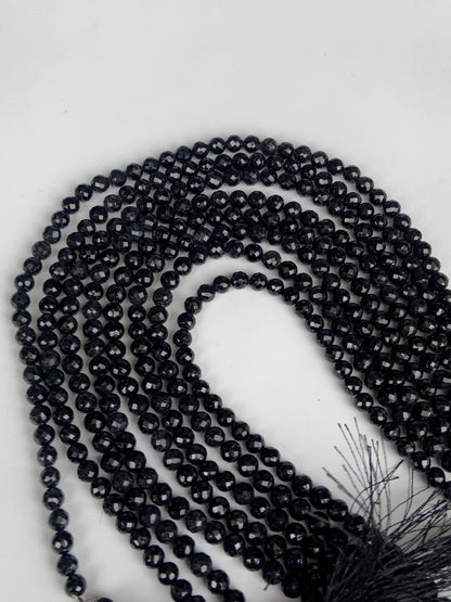 Natural Black Spinel Faceted Rondelle Beads | 5mm | 13 Inch Strand