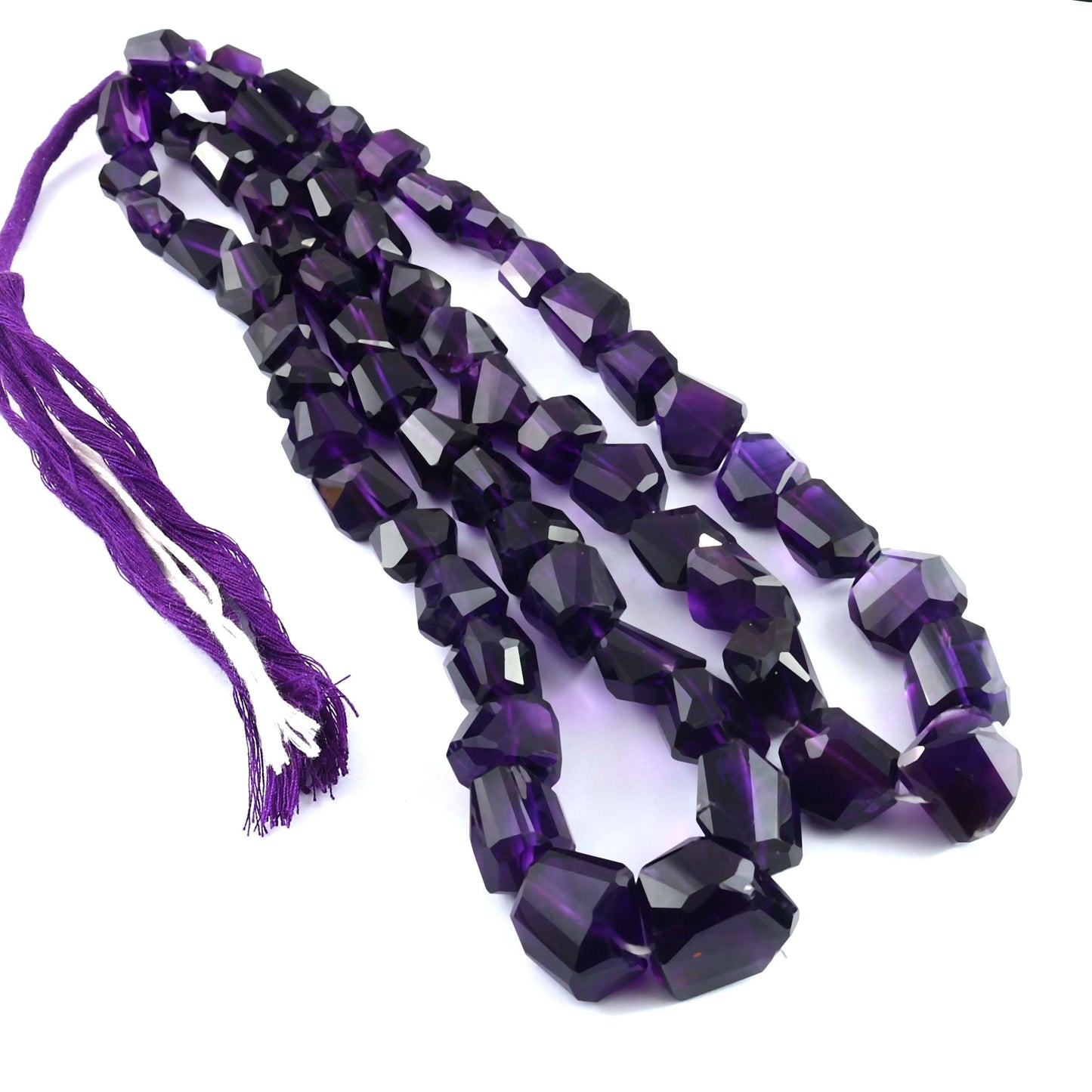 Natural Purple African Amethyst Nugget Beads - Faceted Gemstone Stand 16"