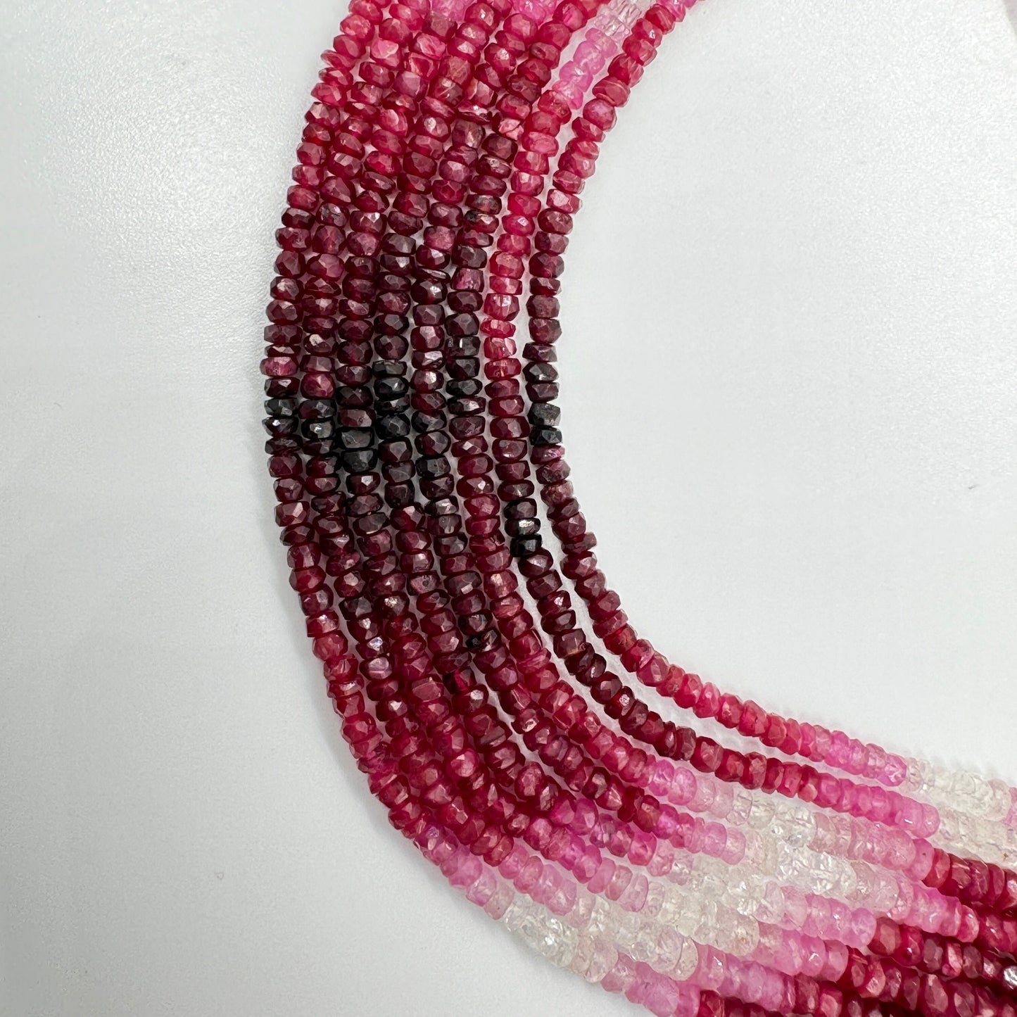 Shaded Ruby Sapphire Faceted Rondelle Beads – AAA Quality, 16” Strand