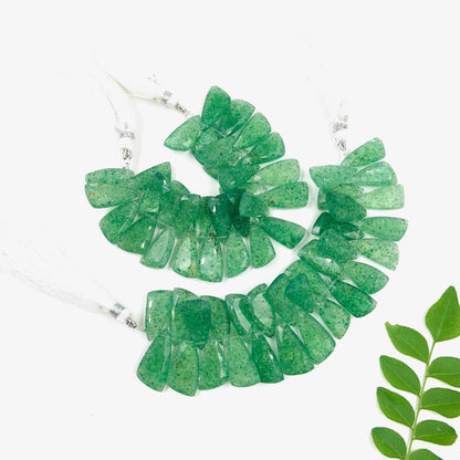 4 Inches Natural Green Strawberry Sail Crown Cut Gemstone Side drill Beads, Fancy shape Gemstone Briolette, Size 8x16 to 9x18mm gift for her