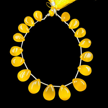 Monalisa Yellow Smooth Pear Shape Gemstone Briolette, Side Drilled Pieces, Teardrop Shape Strand, Monalisa Jewelry Making, SKU-BBI724