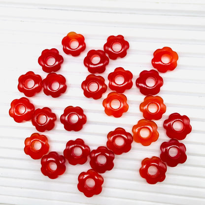 4 Pcs Natural Carnelian Smooth Flower Gemstone Beads 15mm Carved Flower shape jewelry Carnelian Gemstone Jewelry Handmade Bracelet Bead