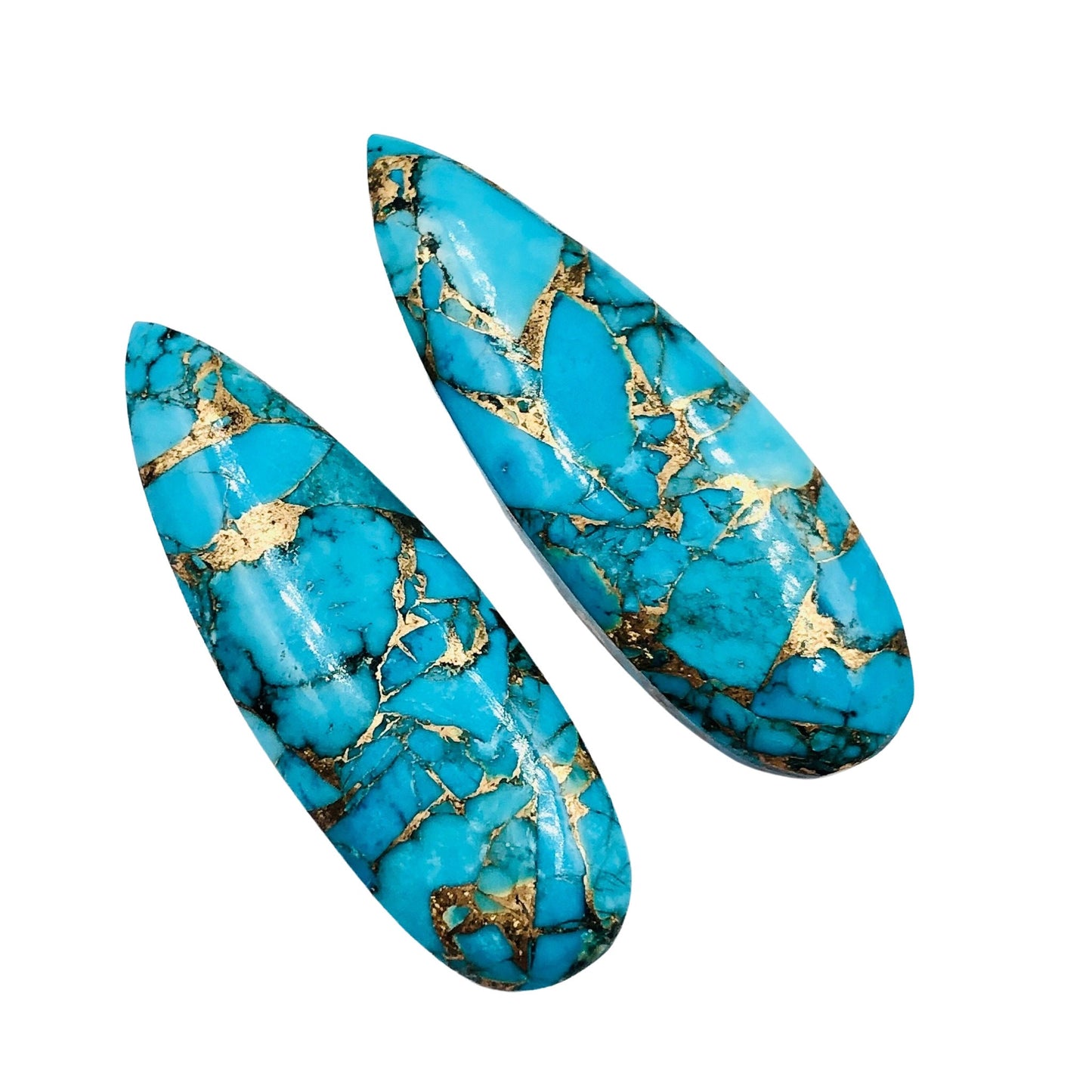 1 Pair Copper Turquoise Smooth Long Pear Shape Gemstone, Size 10x30mm, Matching Pair Briolette, Earring Making Gemstone, , SKU - BBI345