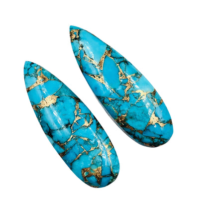 1 Pair Copper Turquoise Smooth Long Pear Shape Gemstone, Size 10x30mm, Matching Pair Briolette, Earring Making Gemstone, , SKU - BBI345
