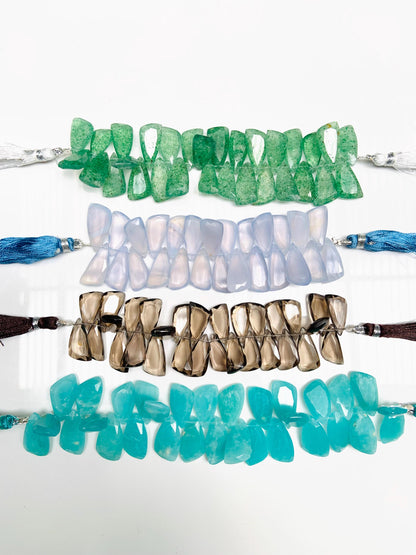 Natural Mix Gemstone Sail Crown Cut Briolette Beads