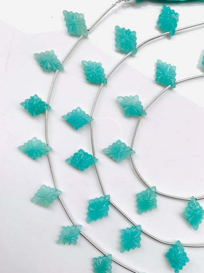 10 Pcs Natural Amazonite Slot Carved Side drill gemstone Fancy shape Briolette lozenge gemstone bead for jewelry Size 11x15x4mm gift for her