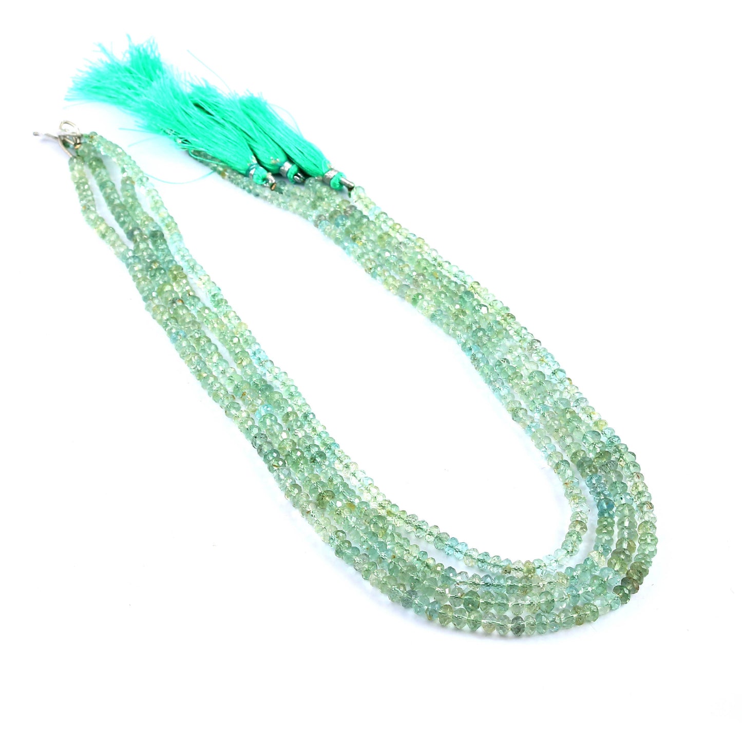 Natural Green Aquamarine 4mm Faceted Rondelle Briolette Beads 16 Inch Gemstone Beads