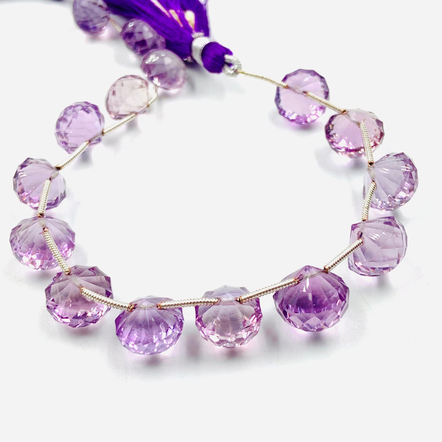 Natural Amethyst Faceted Onion Shape Gemstone Beads 15 Pcs
