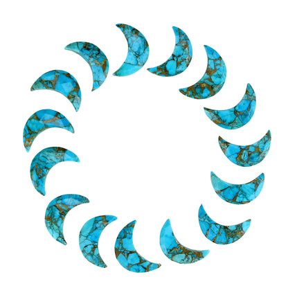 2 Pieces Copper Turquoise Moon , Crescent moon shape gemstone, carving gemstone, natural gemstone, moon shape gemstone, Size 7x16 mm